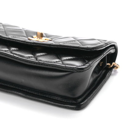 Chanel Shiny Lambskin Flap Clutch With Chain Black 9 of 9