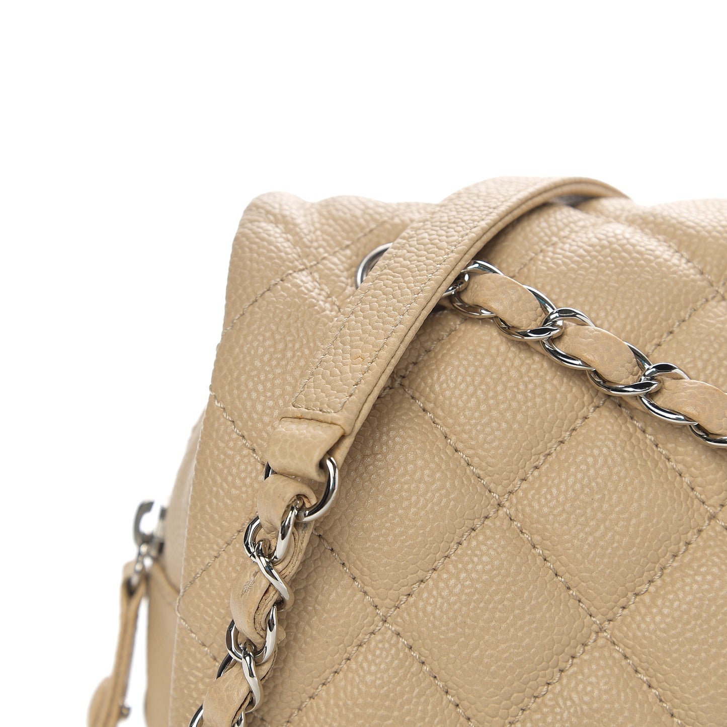 Caviar Quilted Jumbo Easy Flap Beige