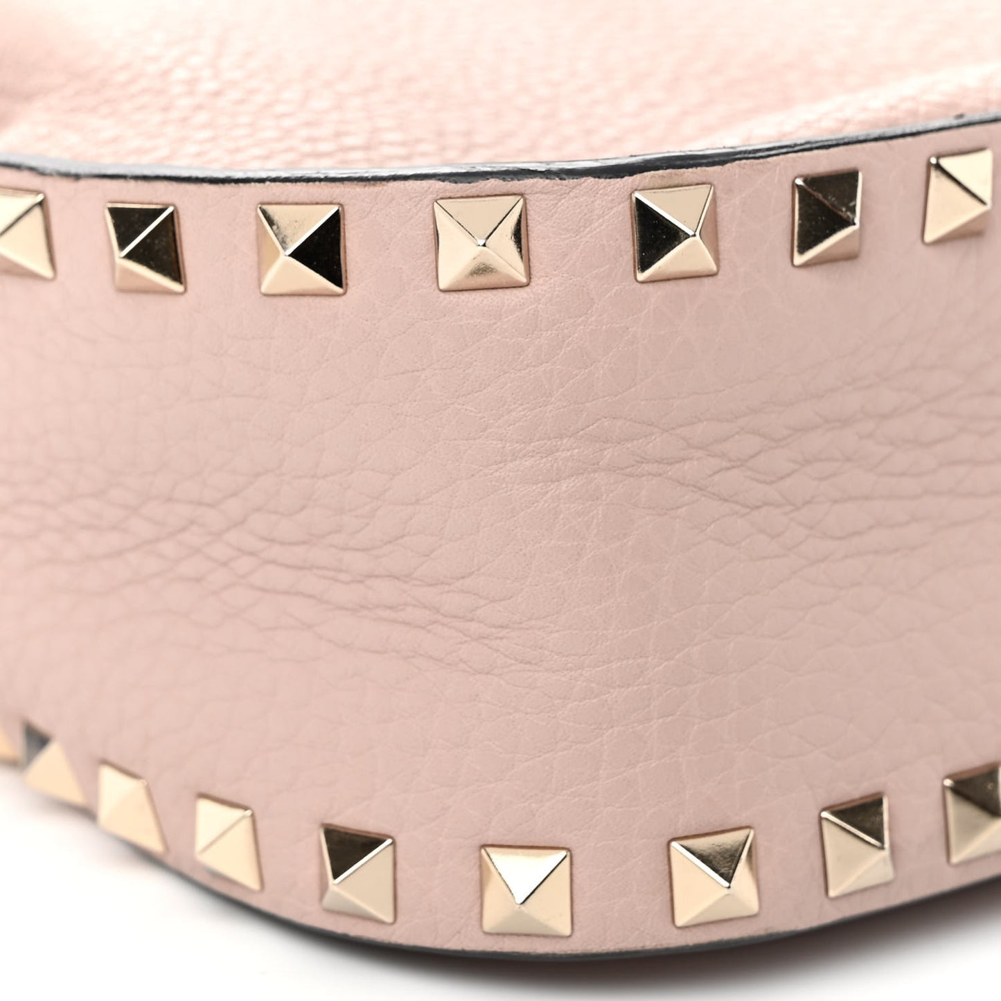 Grained Calfskin Rockstud Bucket Bag Poudre