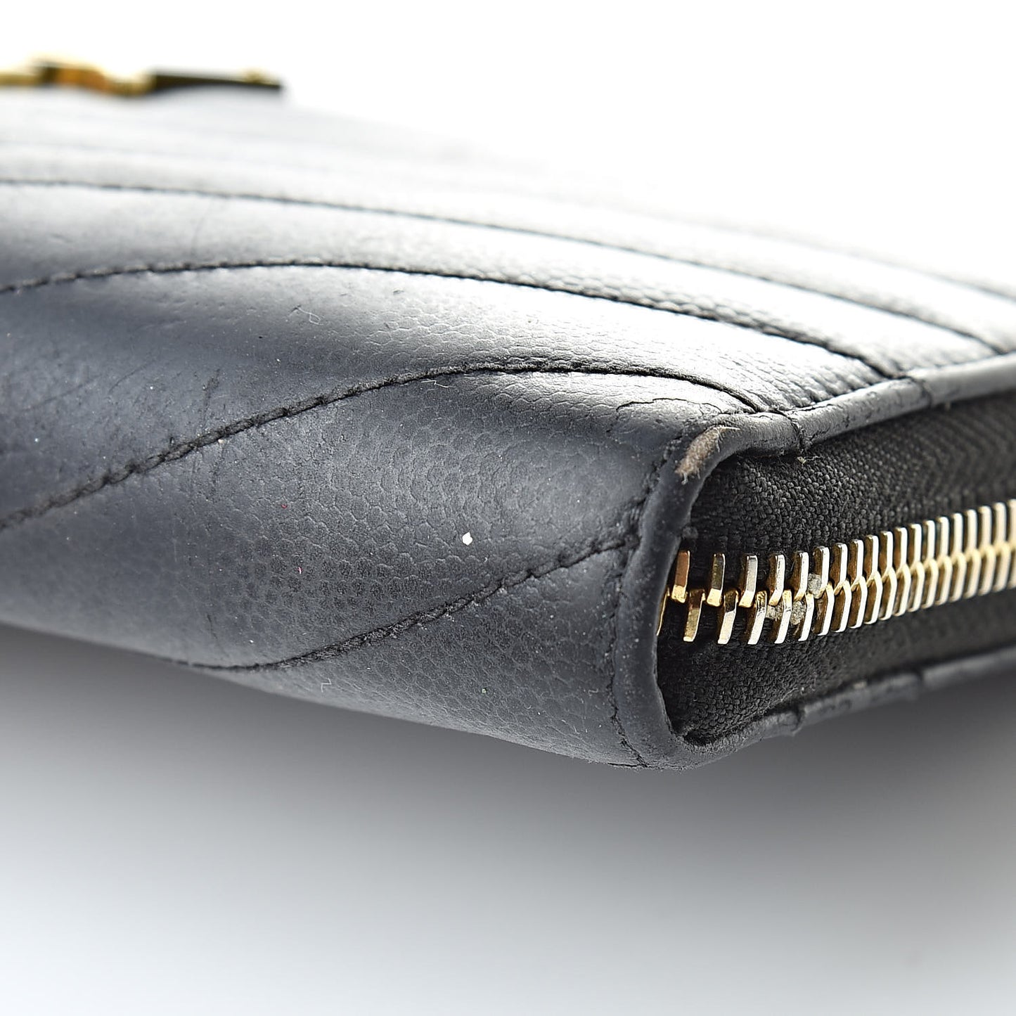 Grain De Poudre Matelasse Chevron Monogram Zip Around Wallet Grey