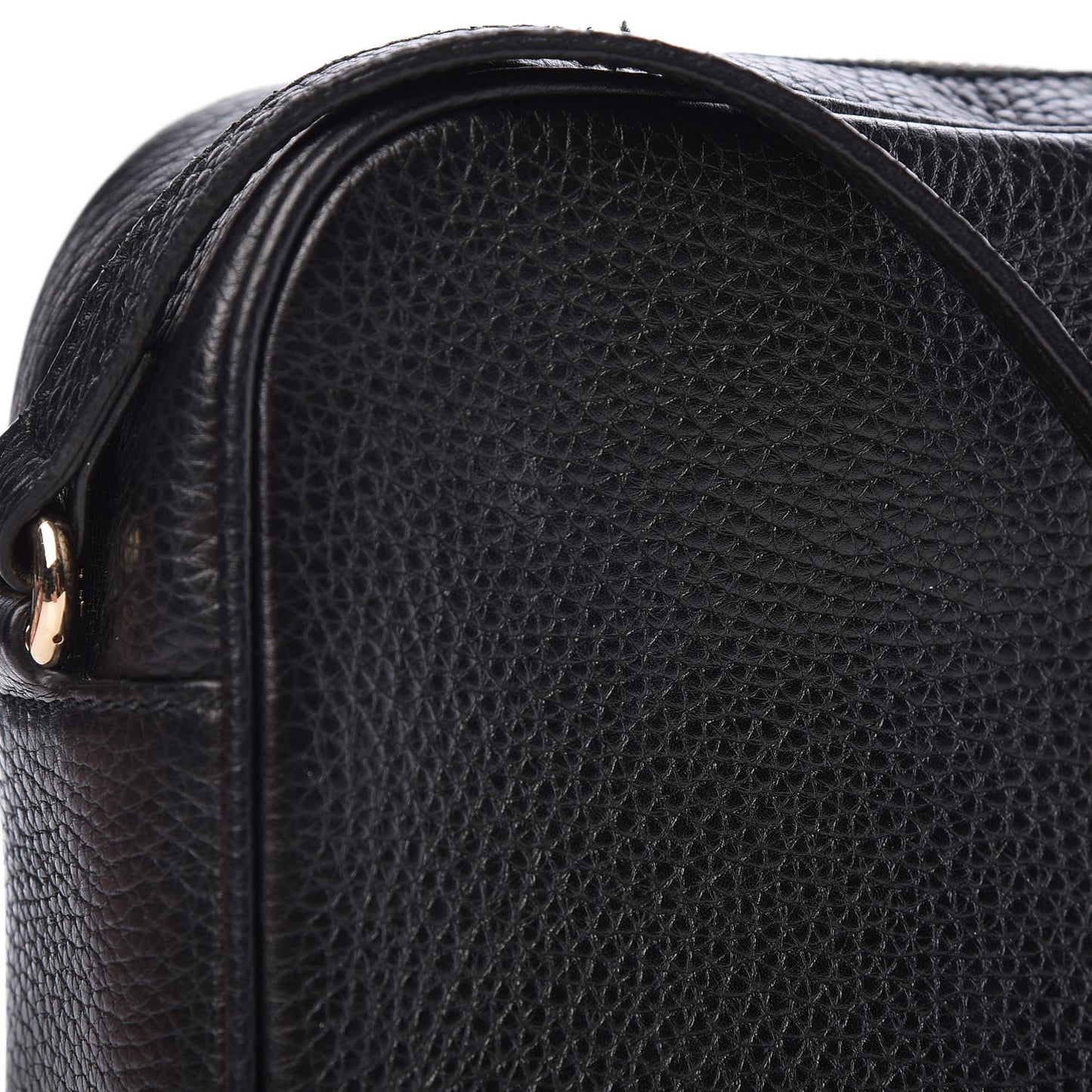Pebbled Calfskin Small Soho Disco Bag Black