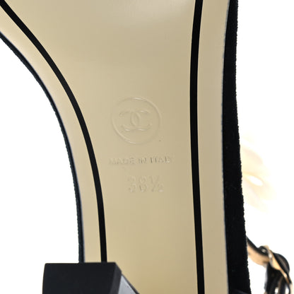 Chanel Camellia Bow Sandals 38.5 Black 6 of 11
