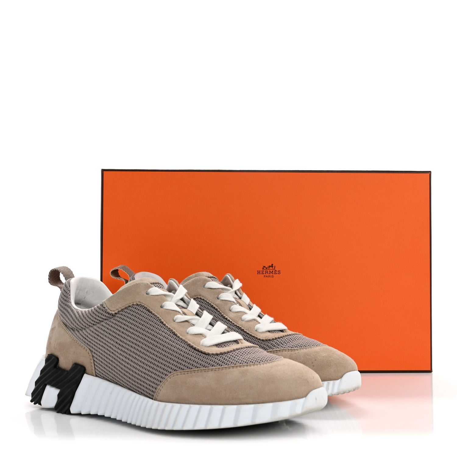 Hermes Air Mesh Suede Goatskin Bouncing Sneakers 38 Beige Camel 14 of 14