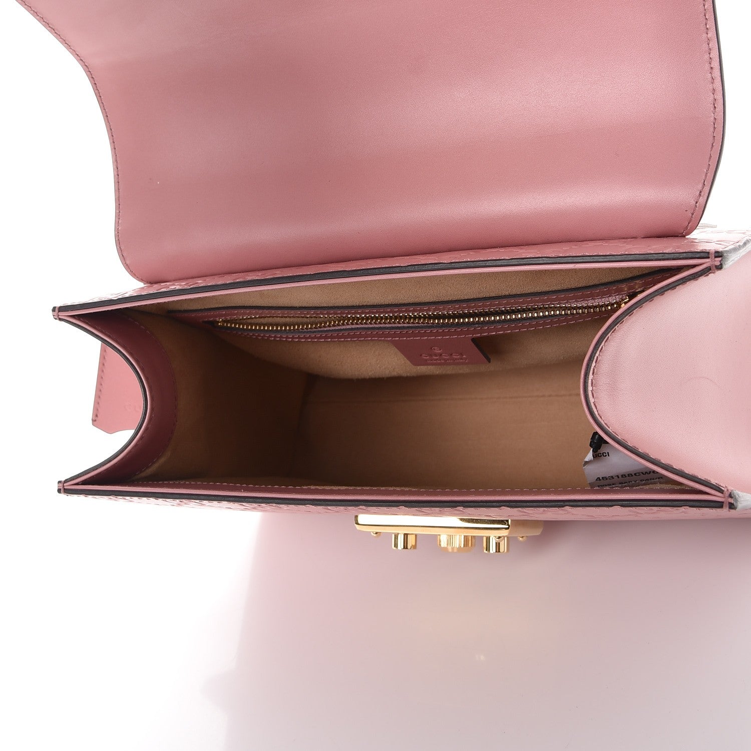 Gucci Guccissima Signature Small Padlock Top Handle Bag Rose Baby Candy 5 of 7