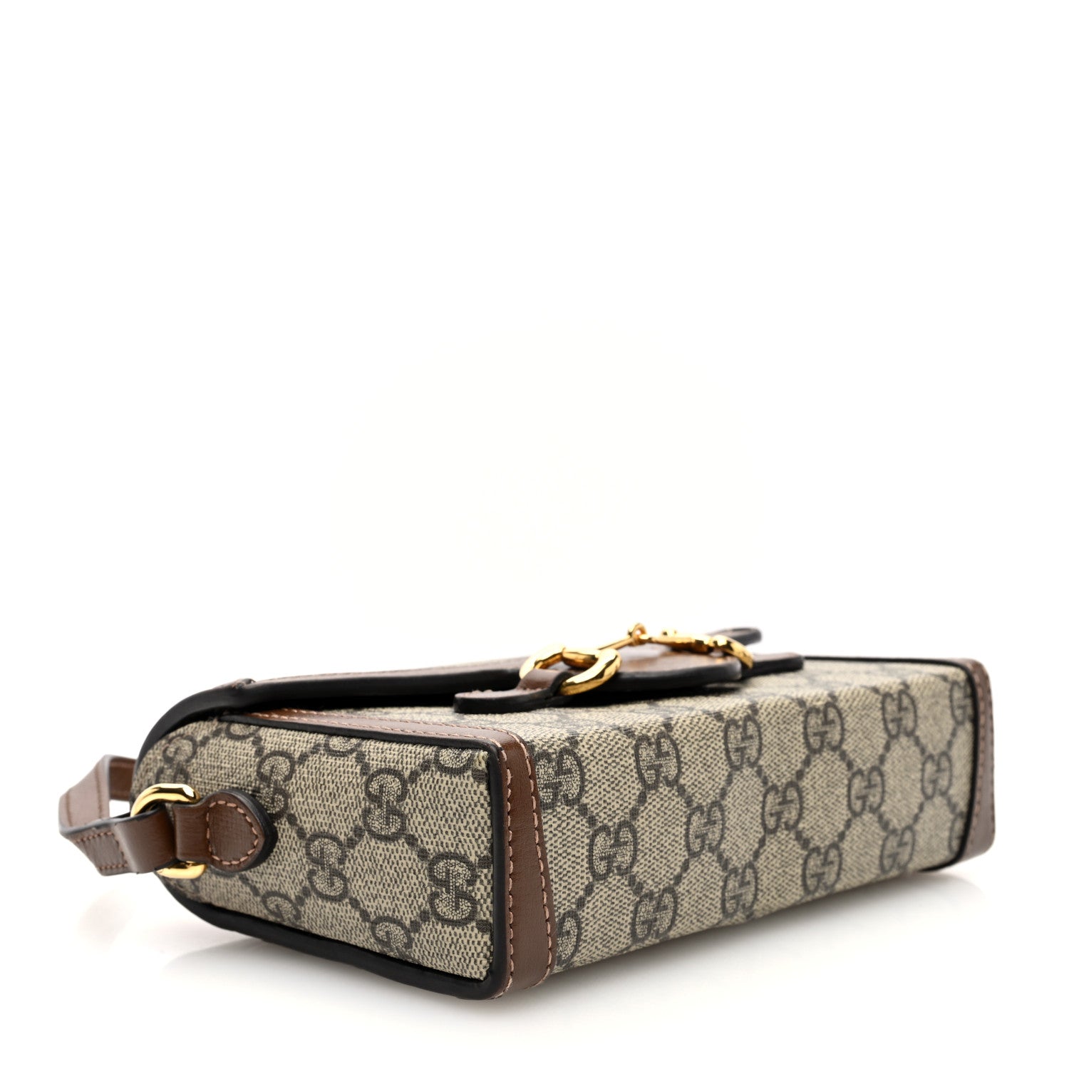 Gucci GG Supreme Monogram Mini Horsebit 1955 Shoulder Bag Beige Brown Sugar 4 of 10