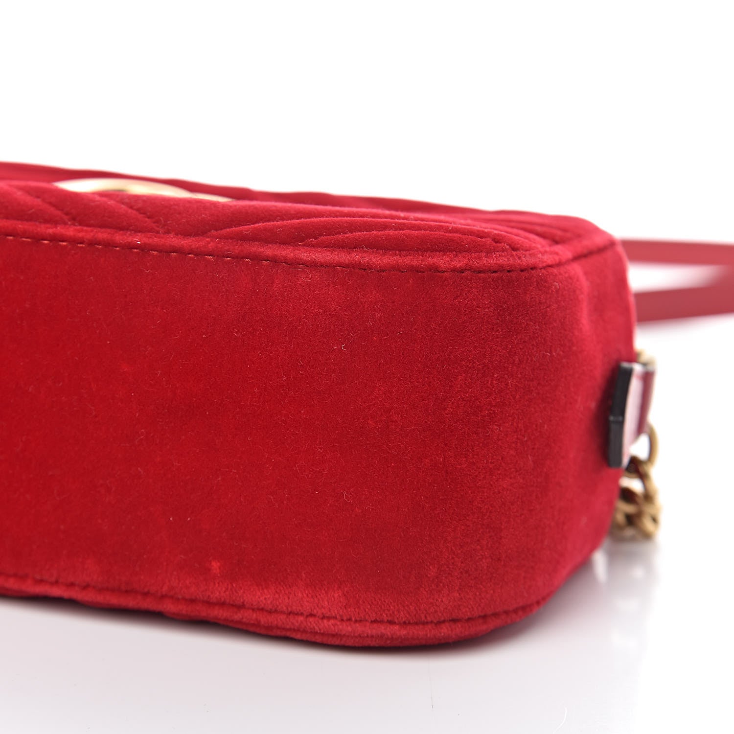 Gucci Velvet Matelasse Small GG Marmont Chain Shoulder Bag Hibiscus Red 10 of 10