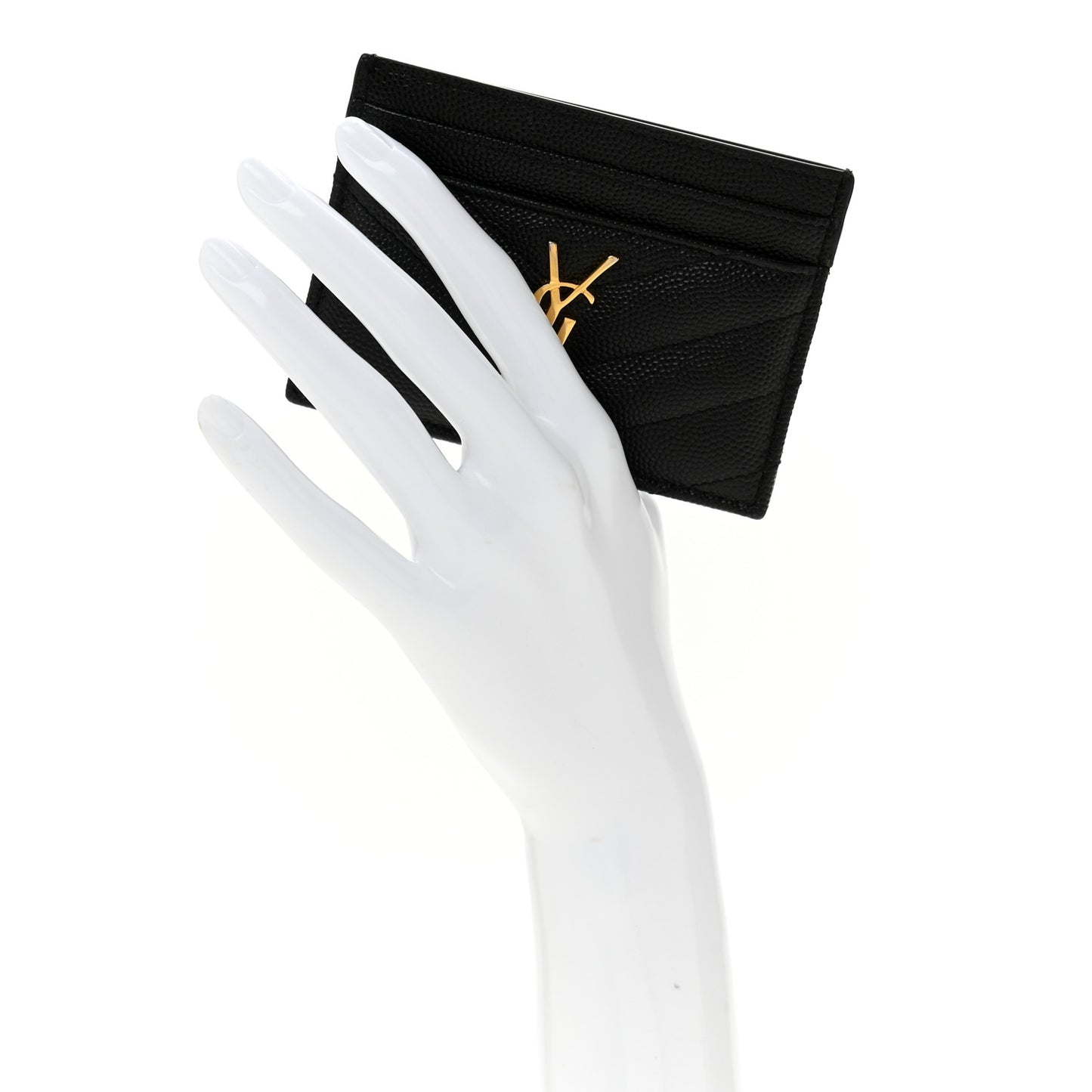Grain De Poudre Matelasse Chevron Monogram Credit Card Case Black
