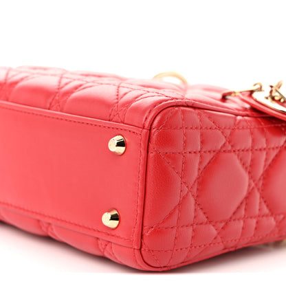 Christian Dior Lambskin Cannage Mini Lady Dior Red 10 of 11