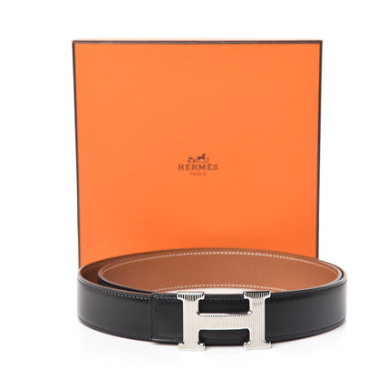 Hermes Box Togo Strie 32mm H Belt 105 Black Gold 7 of 7