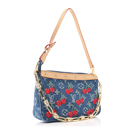 Louis Vuitton LV X TM Monogram Denim Cerises Pochette Accessories Blue 3 of 9
