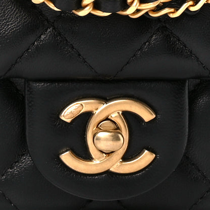 Chanel Shiny Lambskin Quilted Pearl Twist Mini Square Flap Black 8 of 11