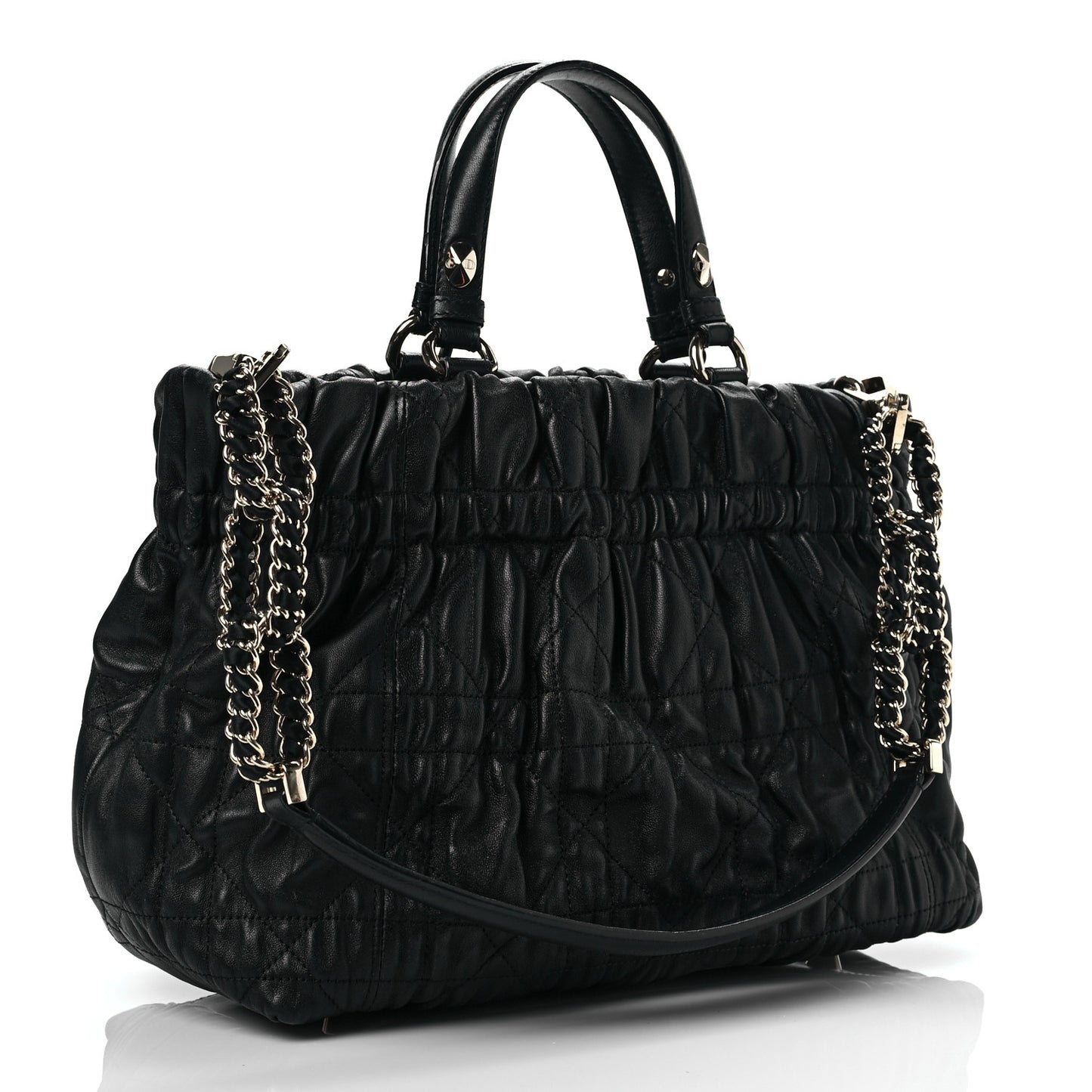 Gaufre Lambskin Cannage Delices Tote Black