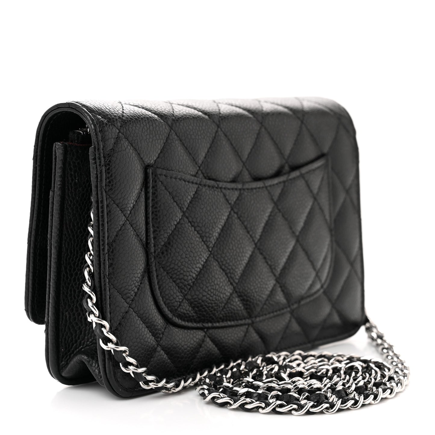 Caviar Quilted Wallet on Chain WOC Black