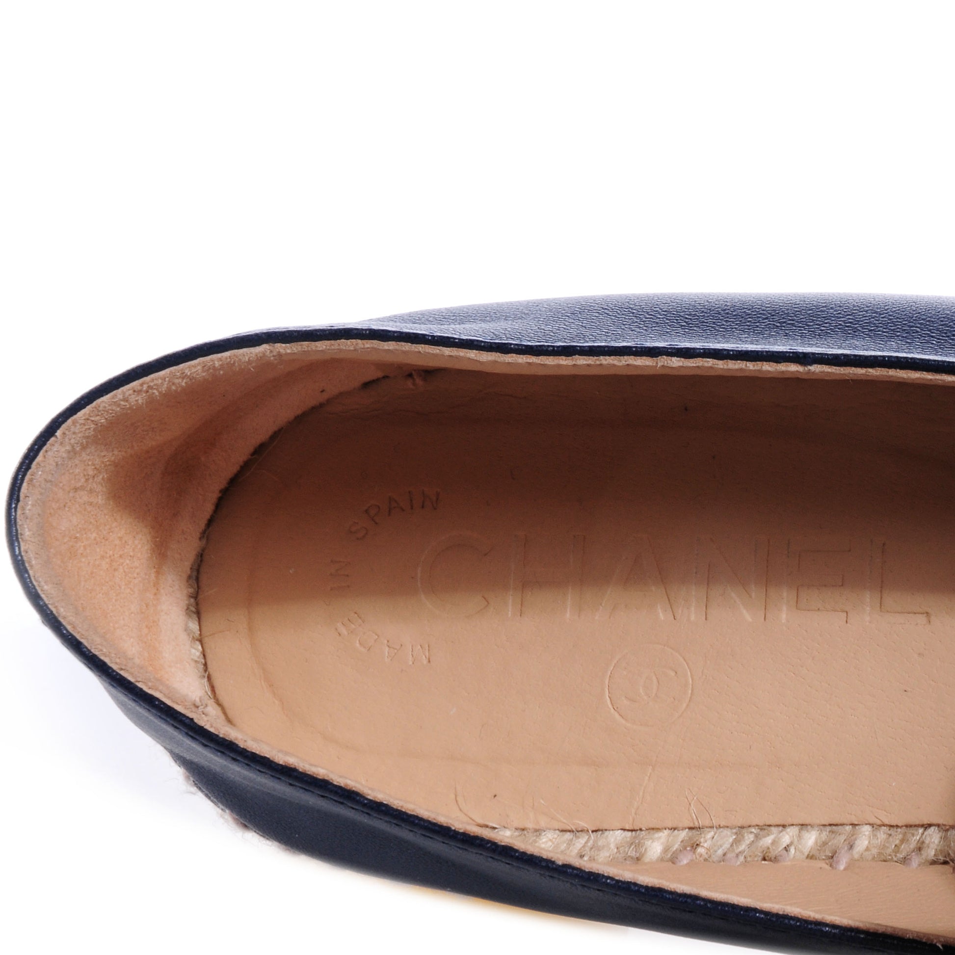 Chanel Lambskin Espadrilles Navy Black 37 5 of 6