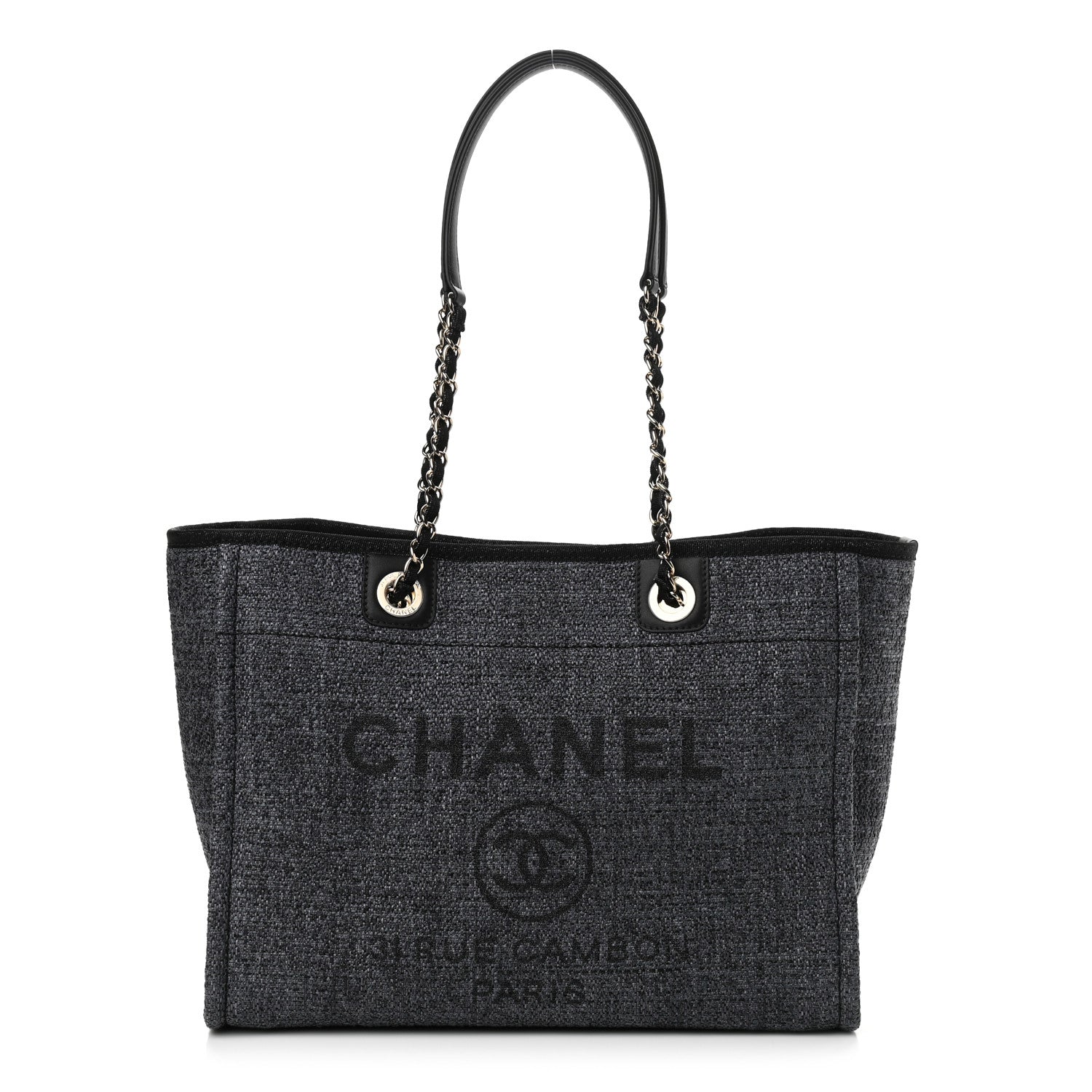 Chanel Lurex Boucle Small Deauville Tote Grey 1 of 10