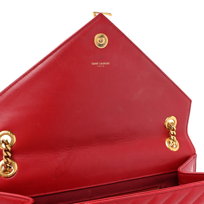 Saint Laurent Smooth Calfskin Matelasse Chevron Large Monogram Satchel Lipstick Red 11 of 20