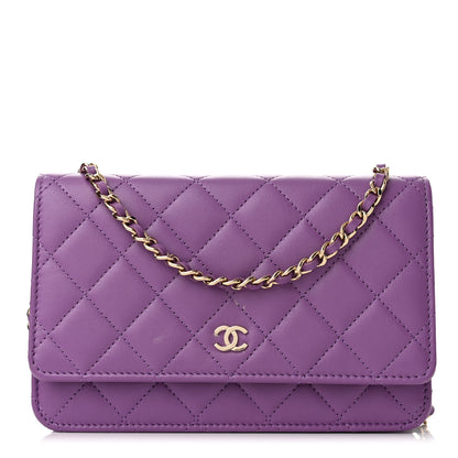 Chanel Lambskin Quilted Wallet On Chain WOC Purple 1 of 11