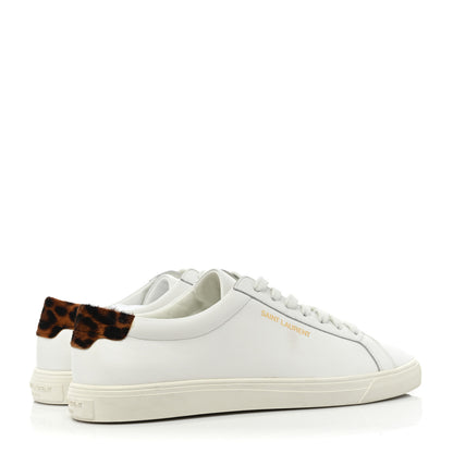 Saint Laurent Calfskin Pony Hair Leopard Print Andy Low Top Sneakers 41 White 5 of 12