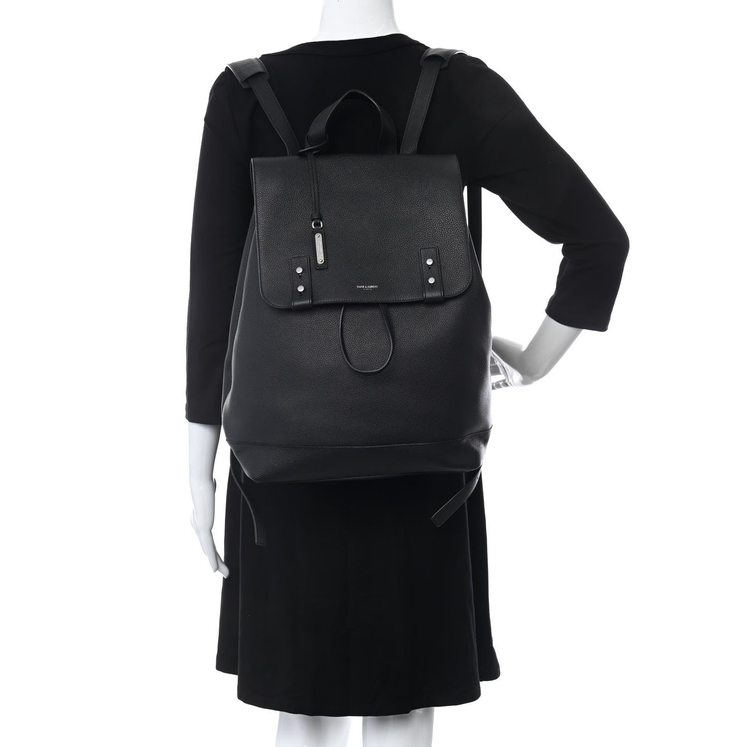Saint Laurent Grained Calfskin Sac De Jour Backpack Black 2 of 10