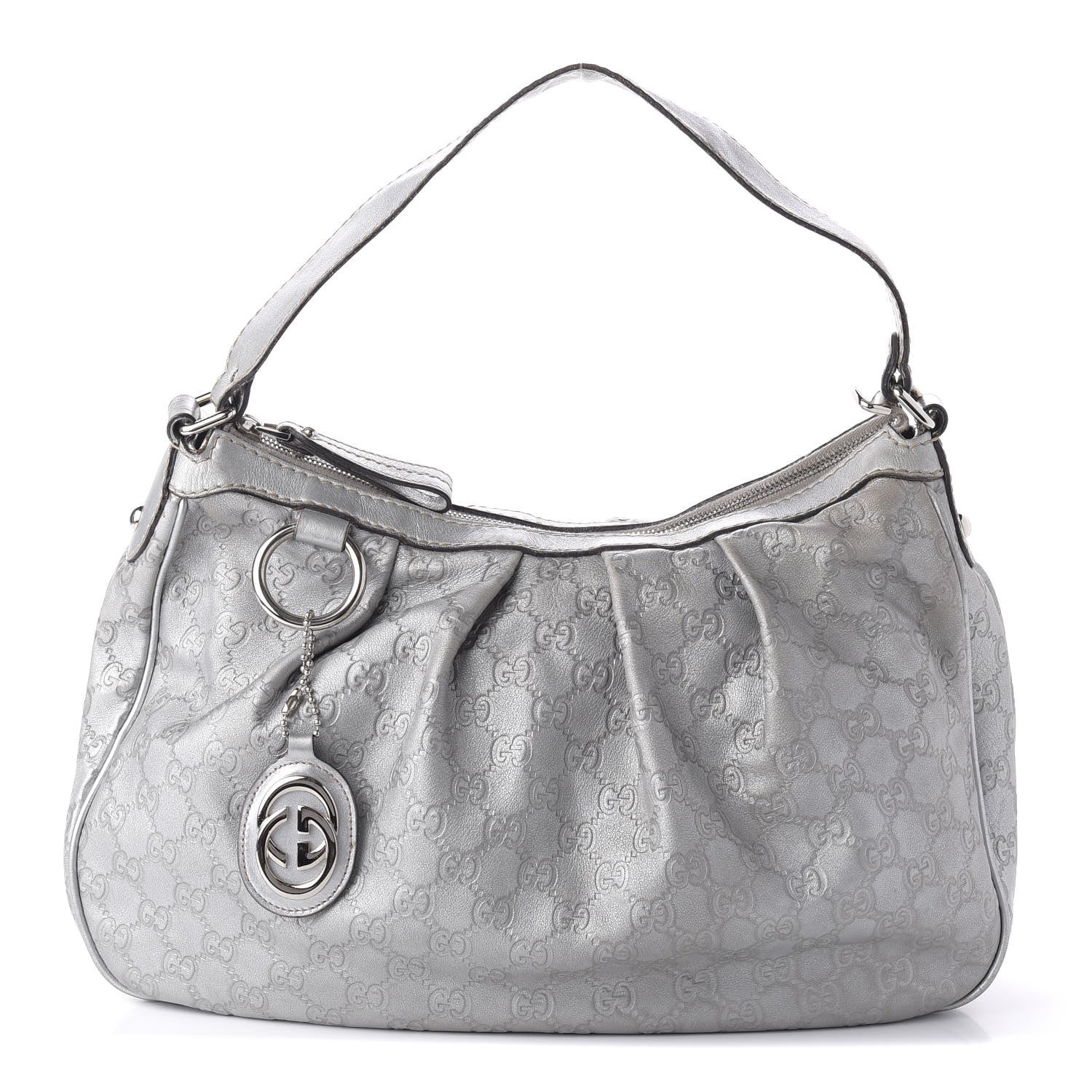 Gucci Metallic Guccissima Medium Sukey Hobo Silver 1 of 10