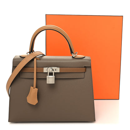 Hermes Epsom Tri-Color Kelly Sellier 25 Etoupe Alezan Biscuit 11 of 11