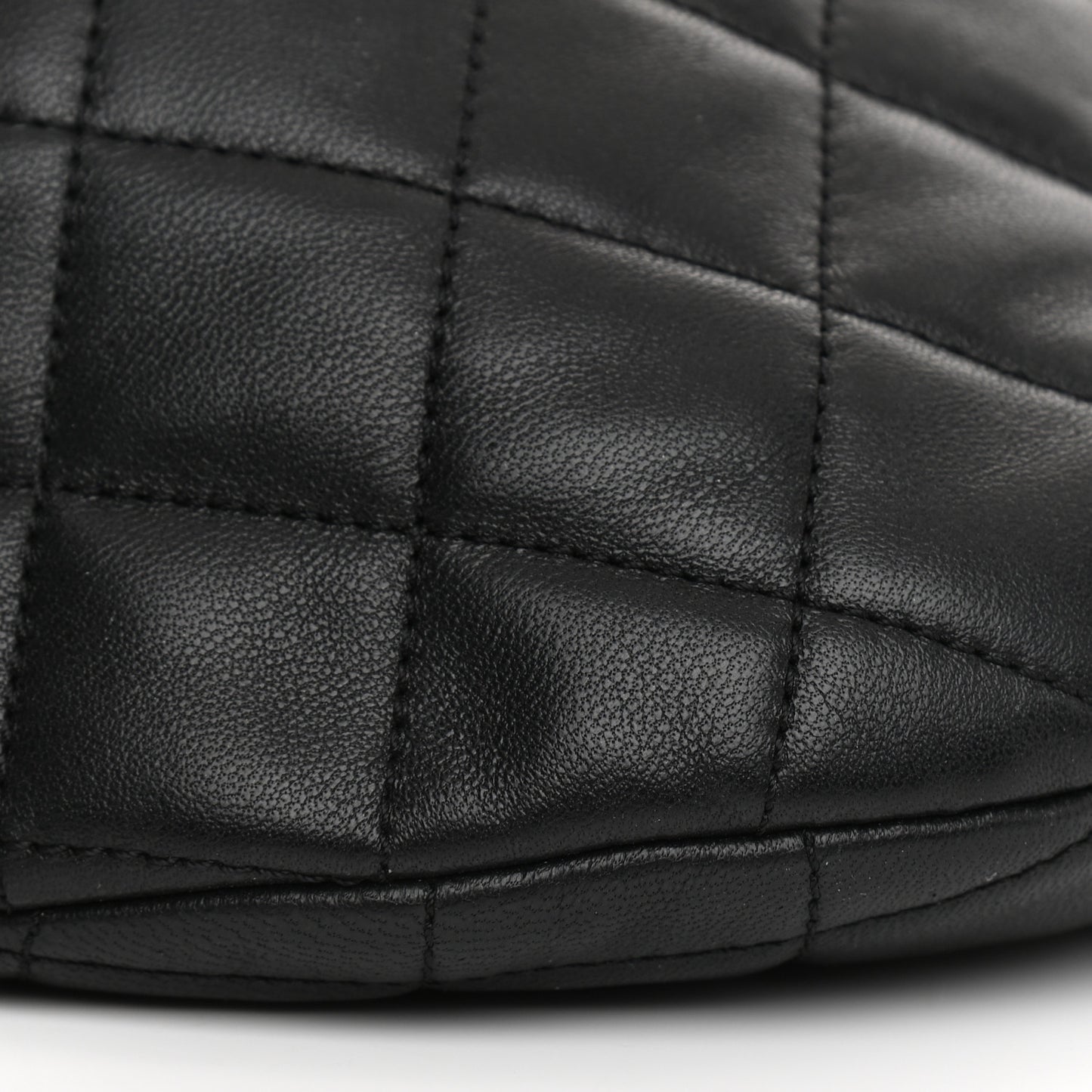 Lambskin Pearl Quilted CC Belt Bag Black