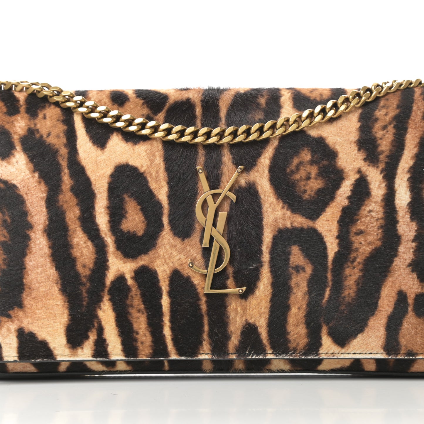 Calf Hair Monogram Chain Wallet Leopard