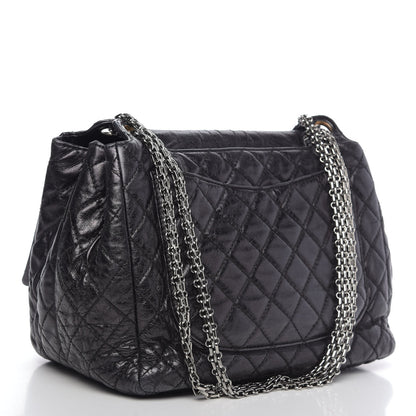 Chanel Metallic Aged Calfskin Quilted Reissue 2.55 Accordion Flap Black 4 of 13