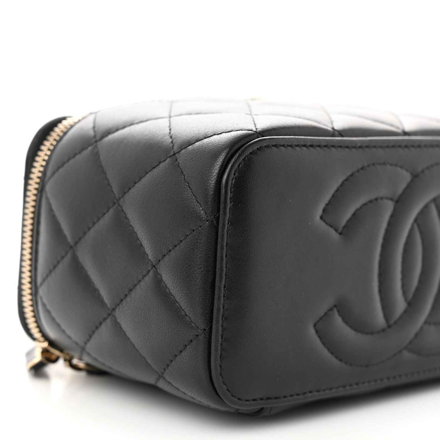 Chanel Lambskin Quilted Small Top Handle Vanity Case With Chain Black 9 of 11