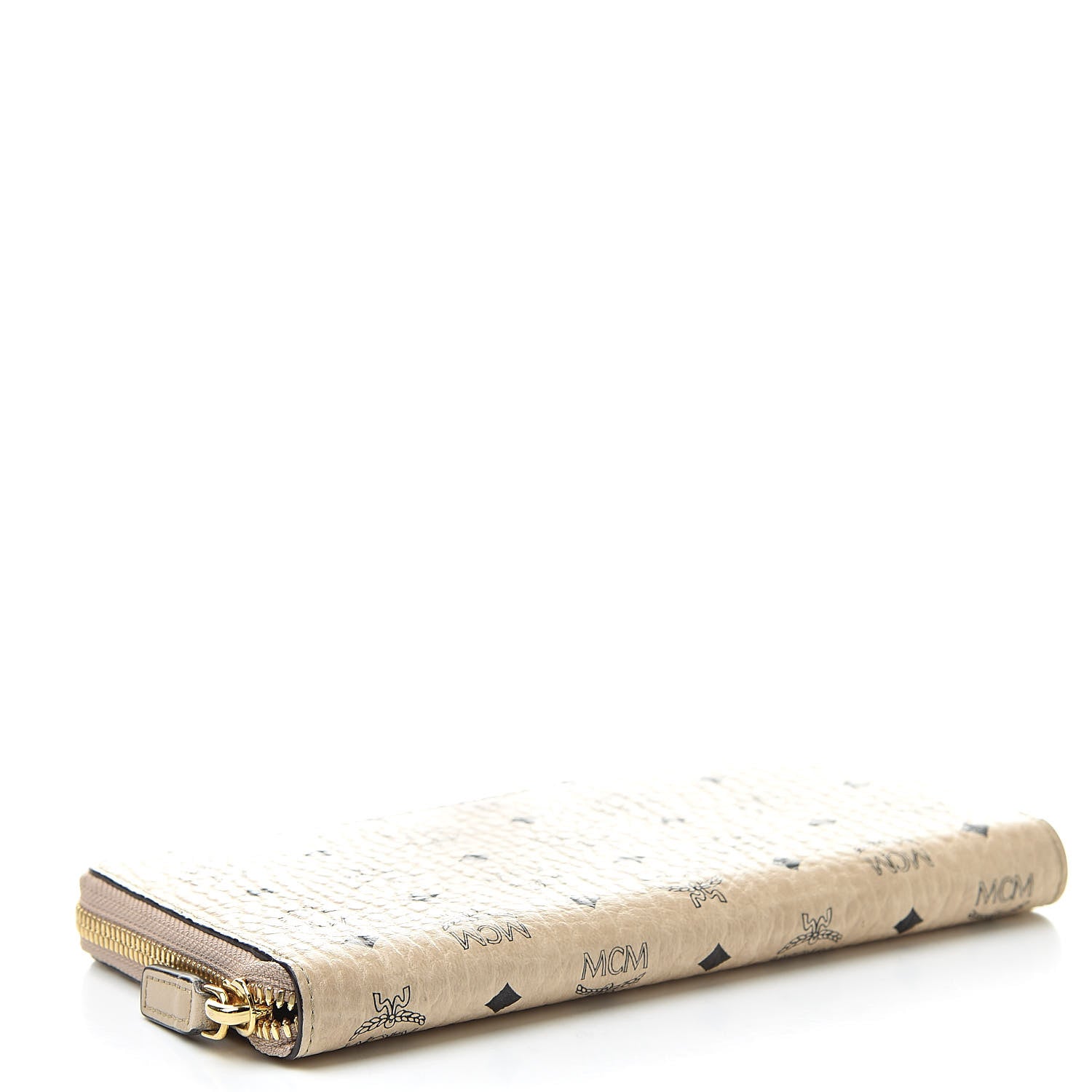 MCM Visetos Large Zip Around Wallet Beige 4 of 9