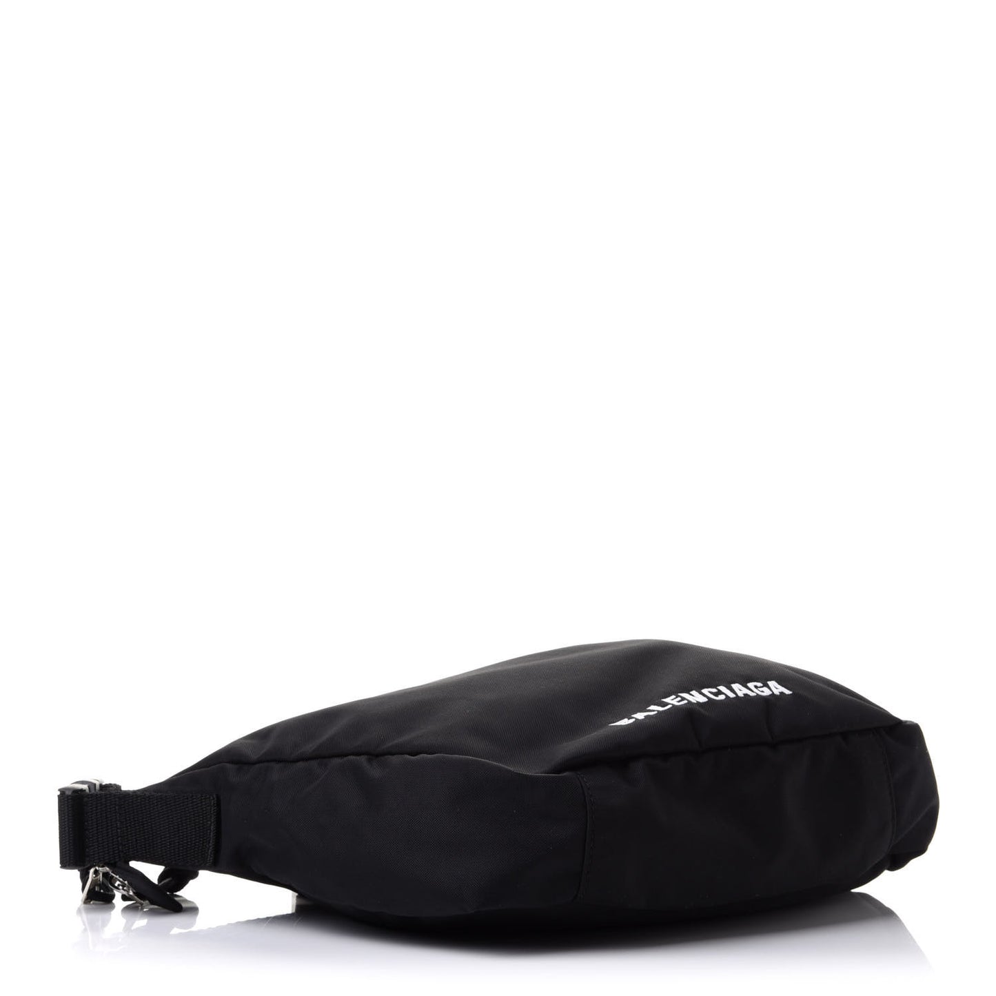 Recycled Sport Nylon Logo Embroidered Large Wheel Sling Bag Black White