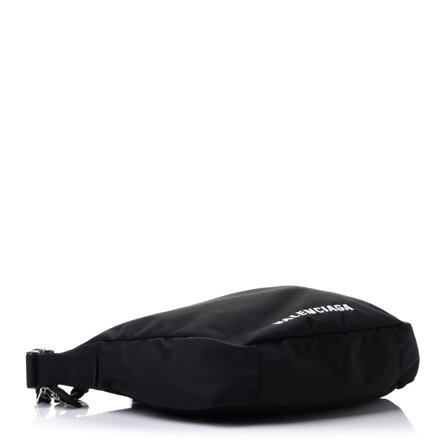 Balenciaga Recycled Sport Nylon Logo Embroidered Large Wheel Sling Bag Black White 4 of 11