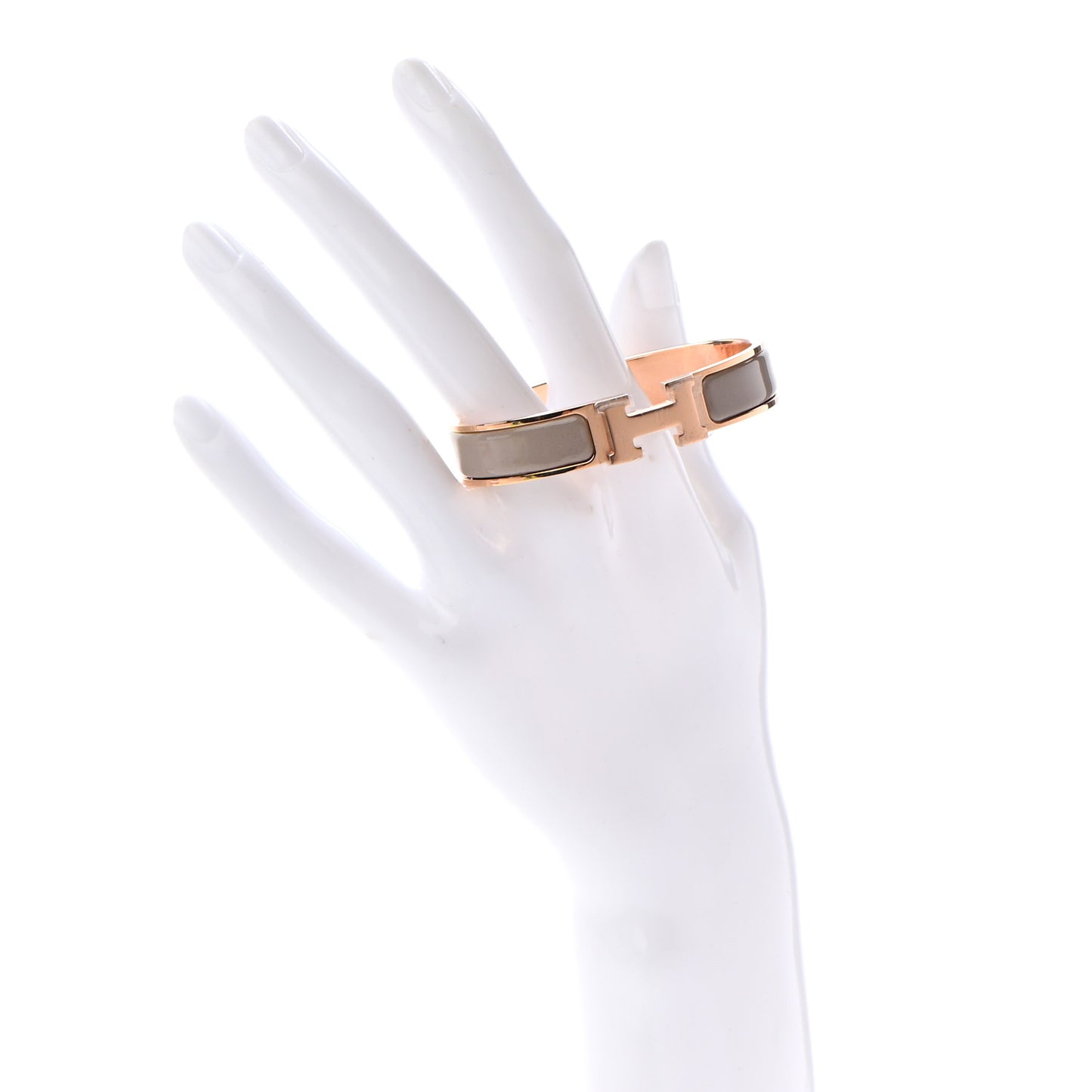 Enamel Narrow Clic Clac H Bracelet PM Marron Glace