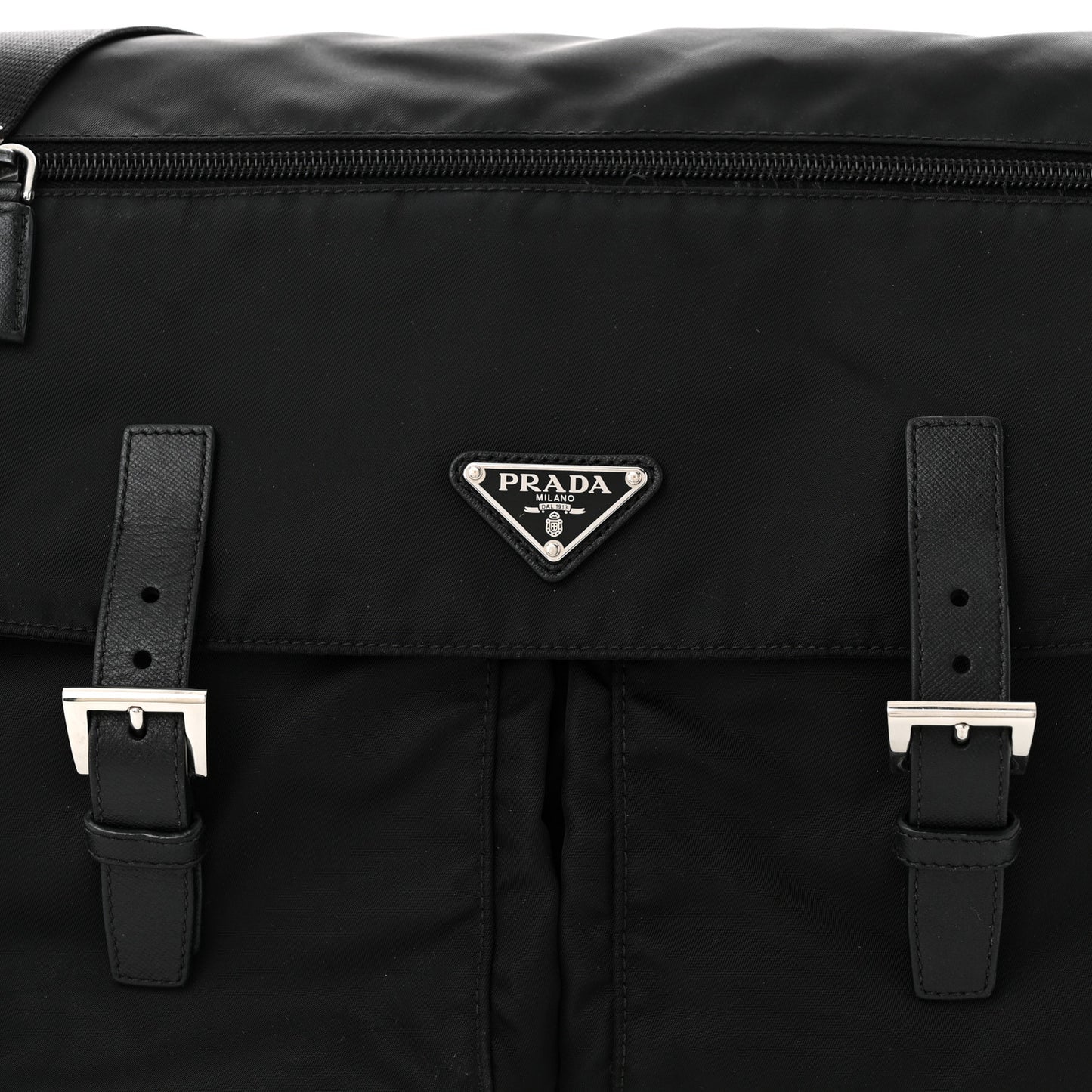 Tessuto Nylon Saffiano Vela Messenger Bag Black