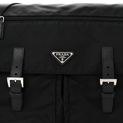 Prada Tessuto Nylon Saffiano Vela Messenger Bag Black 8 of 11