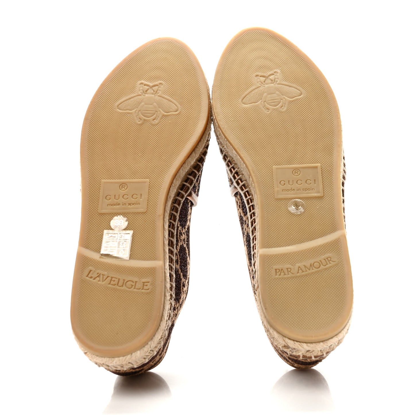 Lame Nappa GG Monogram Espadrilles 39 Brown Beige Light Bronze