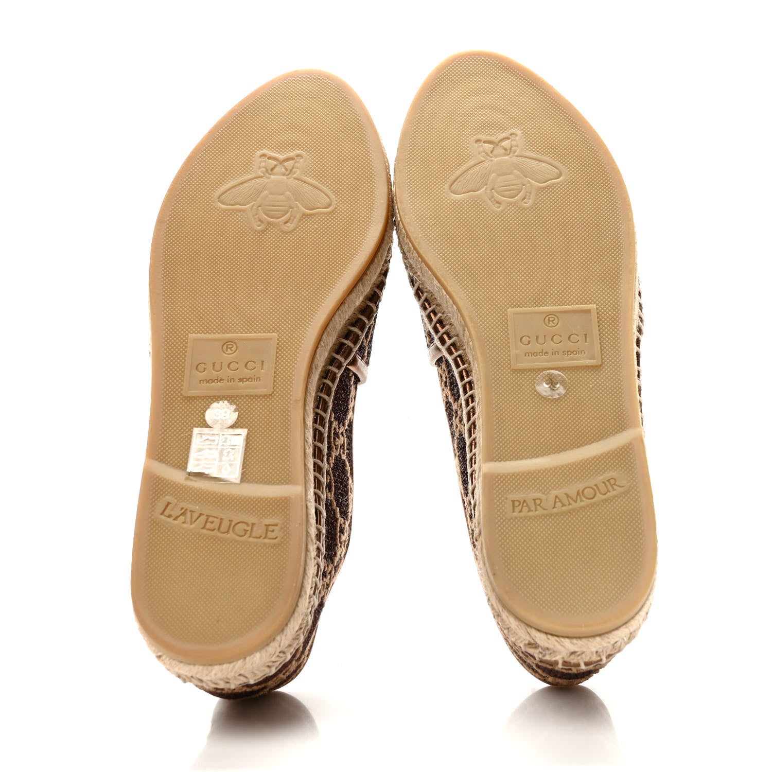 Gucci Lame Nappa GG Monogram Espadrilles 39 Brown Beige Light Bronze 5 of 8