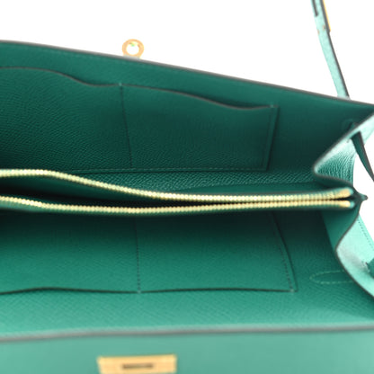Hermes Epsom Shiny Alligator Touch Kelly Wallet To Go Vert Jade 5 of 8