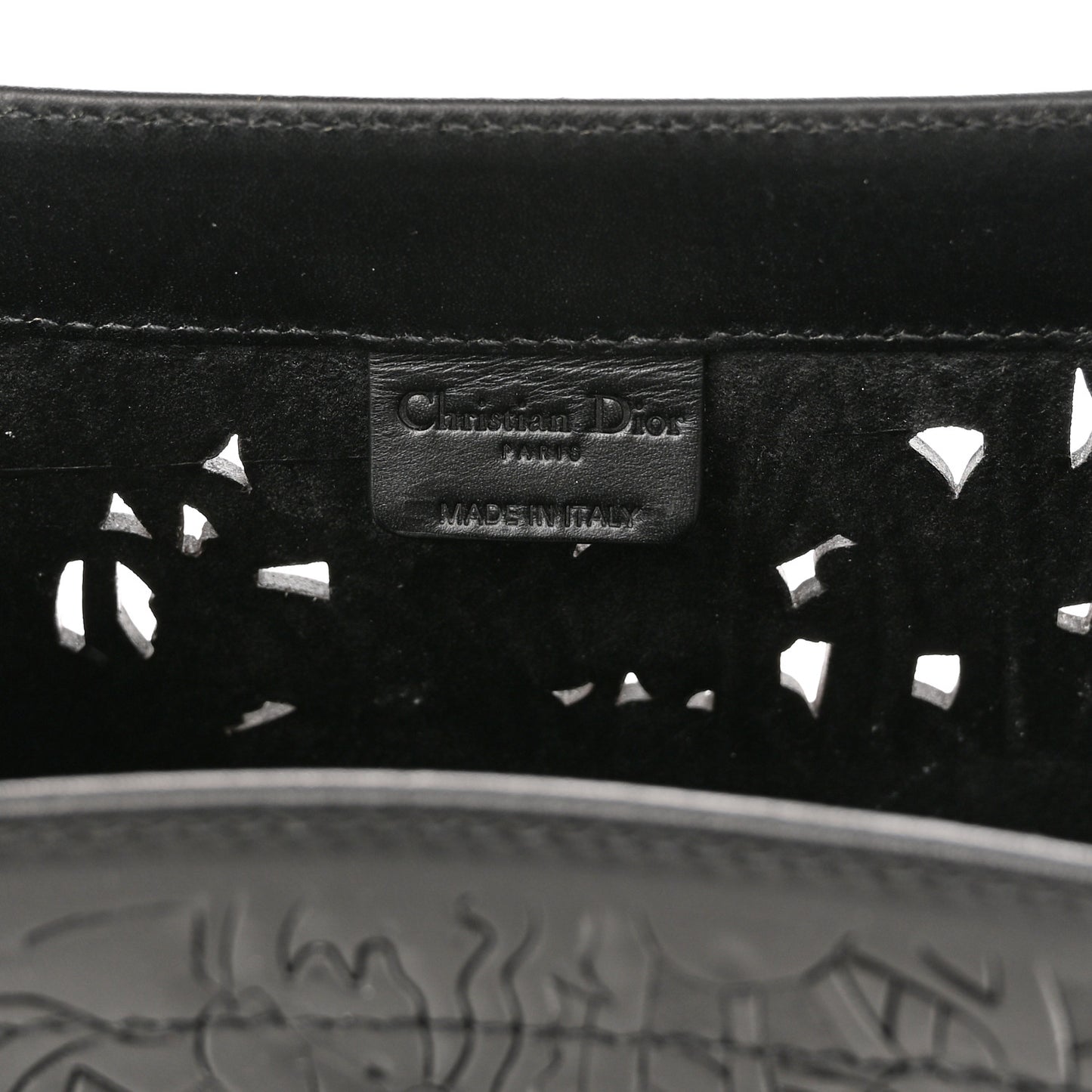 Calfskin Laser Cut Studded Medium Book Tote Black