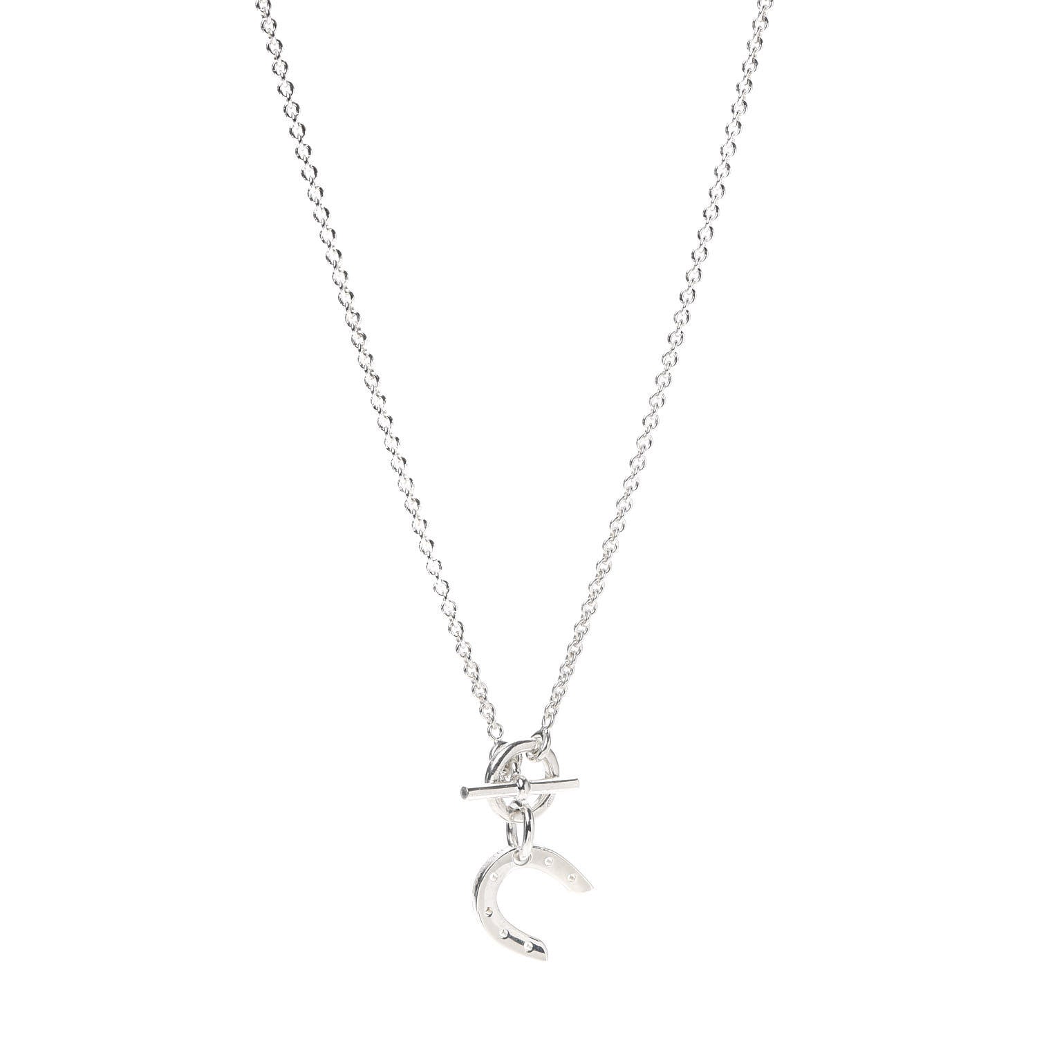Hermes Sterling Silver Horseshoe Toggle Necklace 1 of 5