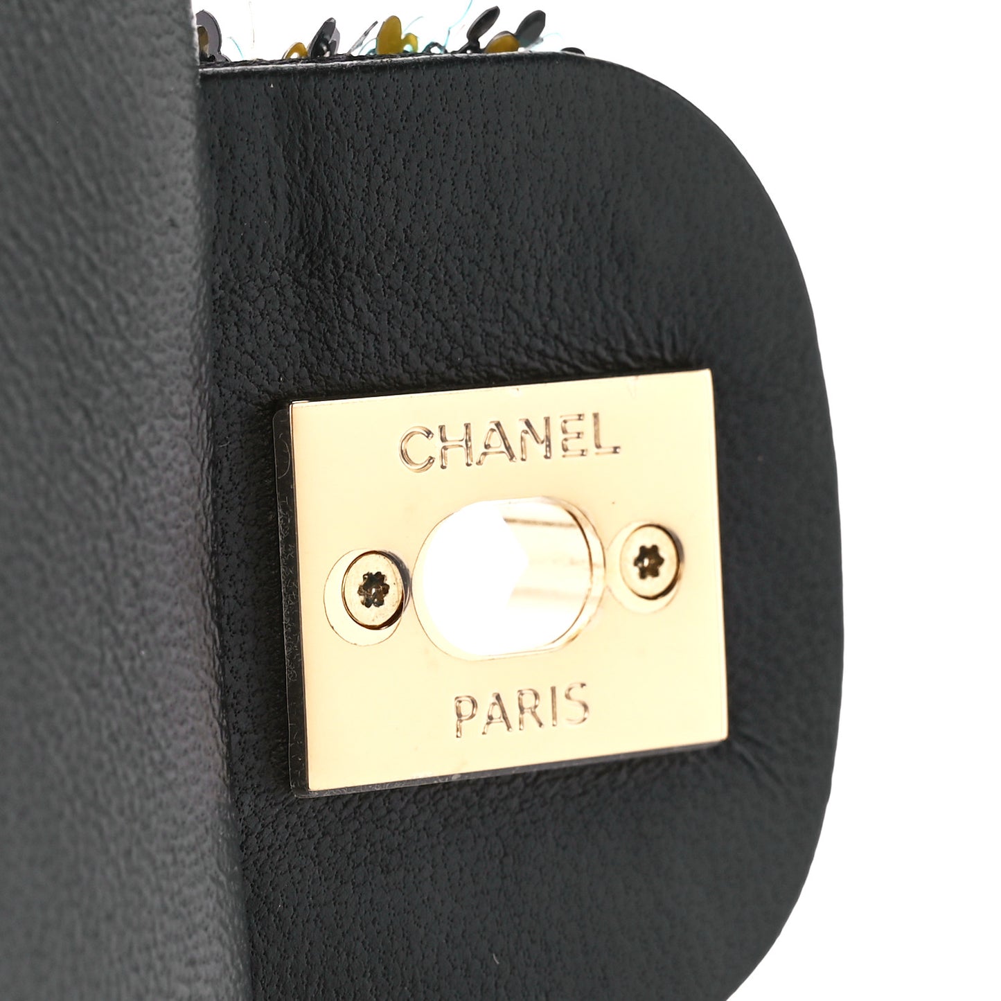 Sequin Logo CC Small Single Flap Black Multicolor