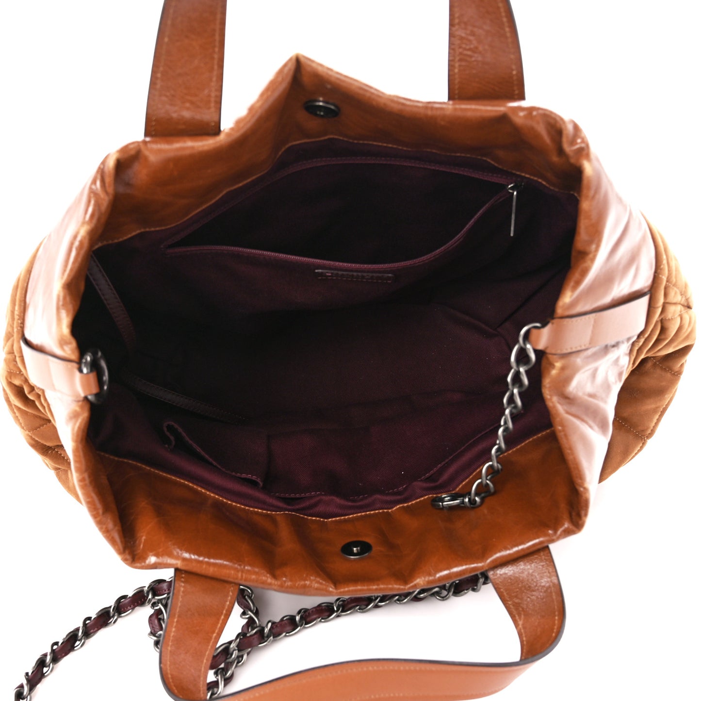 Iridescent Calfskin Large In The Mix Tote Light Brown