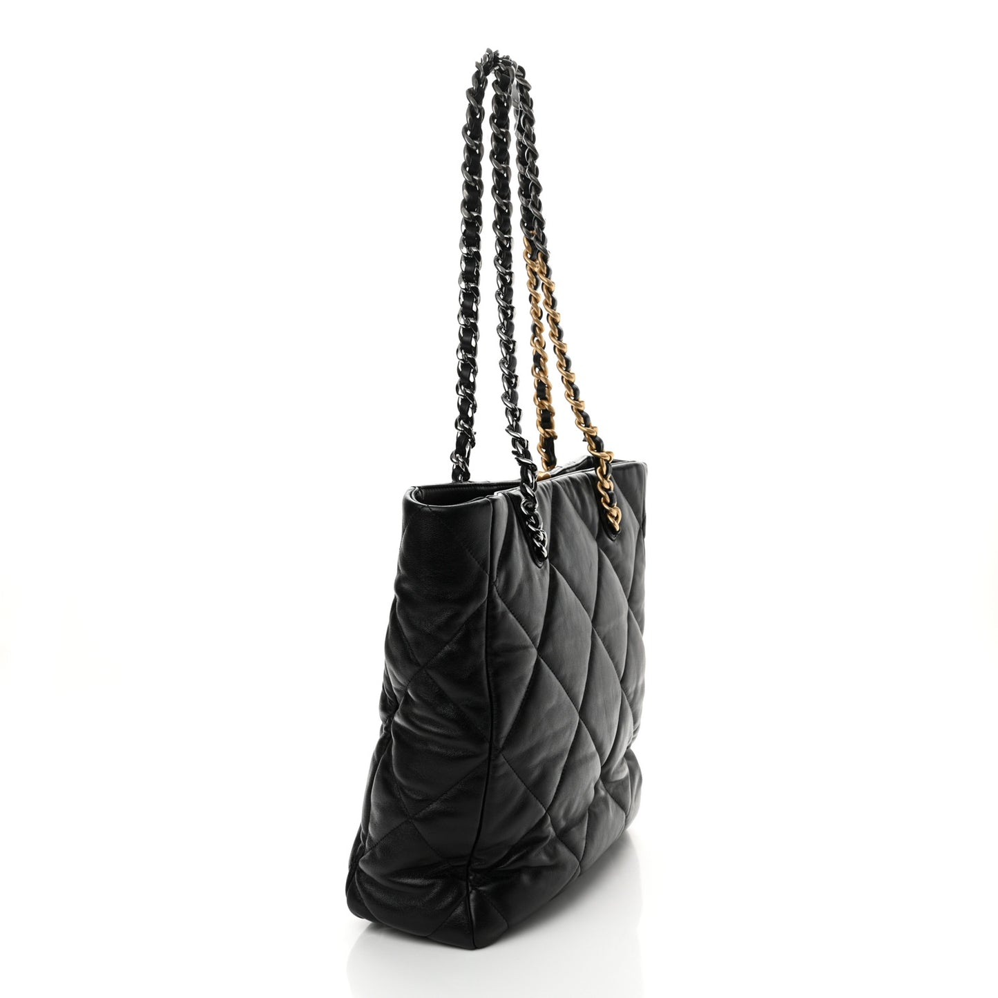 Lambskin Quilted Chanel 19 Shopping Bag Black