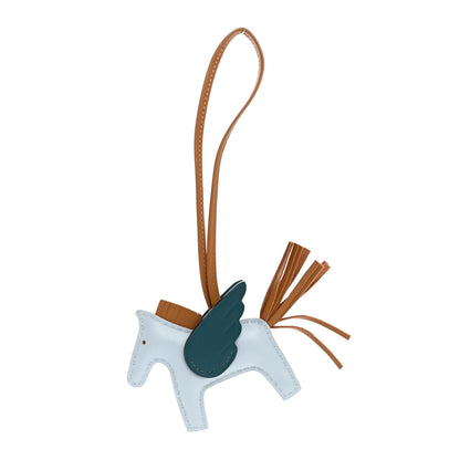 Hermes Milo Lambskin Grigri Rodeo Pegase Horse Bag Charm PM Bleu Brume Sesame Vert Bosphore 1 of 4
