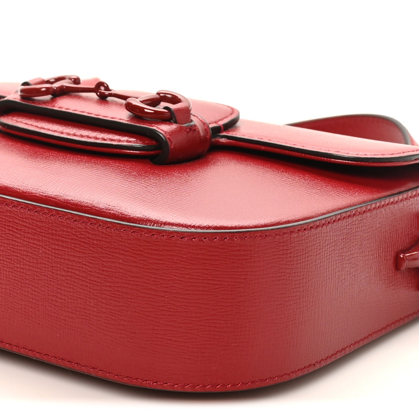 Azalea Calfskin Web Monochrome Horsebit 1955 Shoulder Bag New Cherry Red New Cherry Red