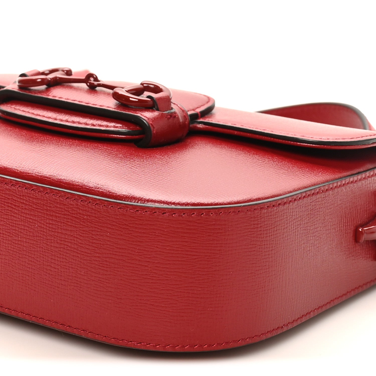 Gucci Azalea Calfskin Web Monochrome Horsebit 1955 Shoulder Bag New Cherry Red New Cherry Red 9 of 9