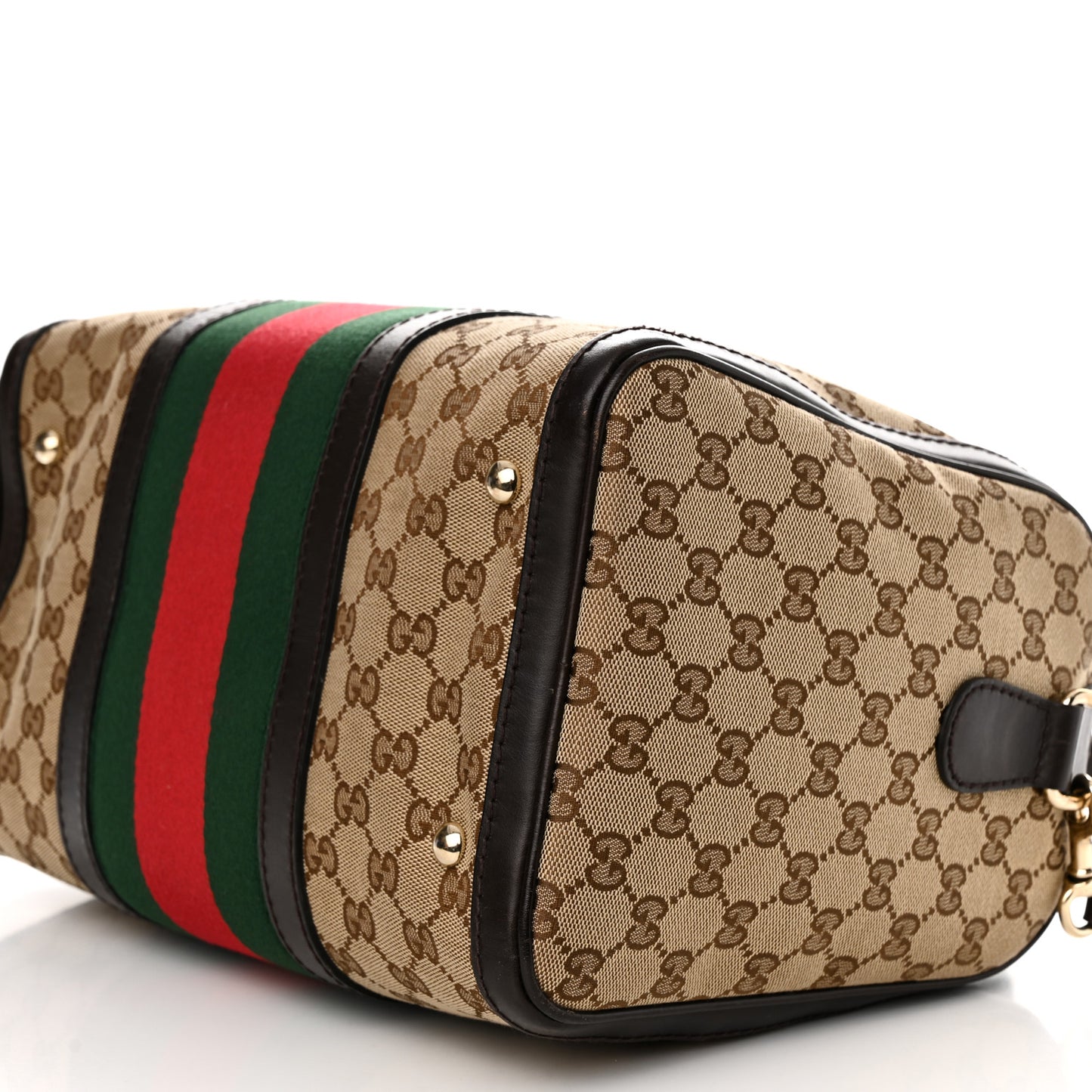 Monogram Selleria Calfskin Vintage Web Medium Boston Beige Ebony Cocoa