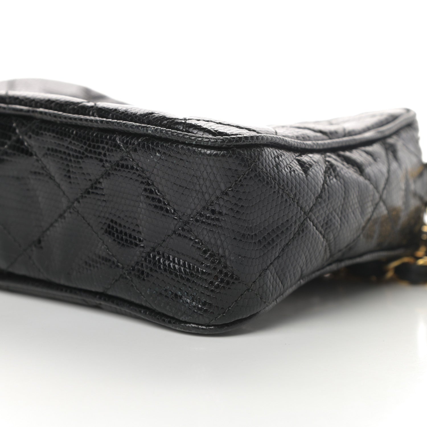 Chanel Lizard Quilted Small Tassel Camera Case Black 11 of 13