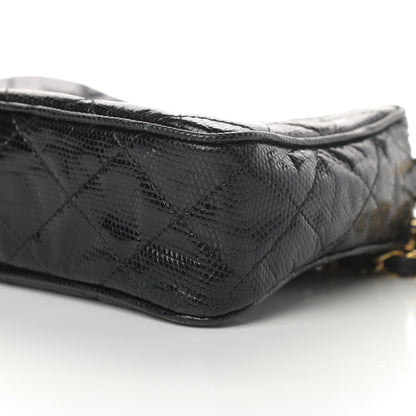 Chanel Lizard Quilted Small Tassel Camera Case Black 11 of 13