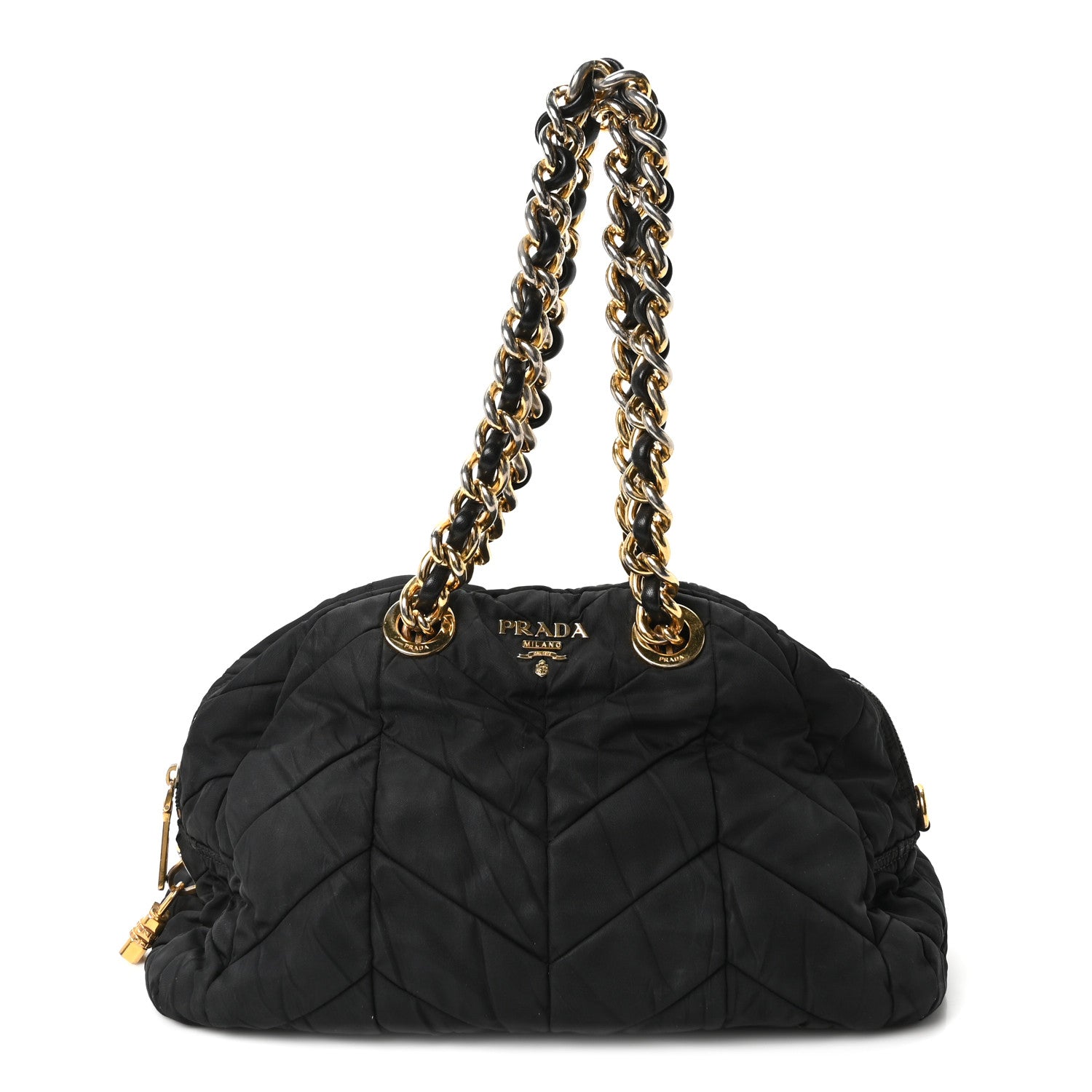 Prada Tessuto Nylon Chevron Catena Bag Black 1 of 10